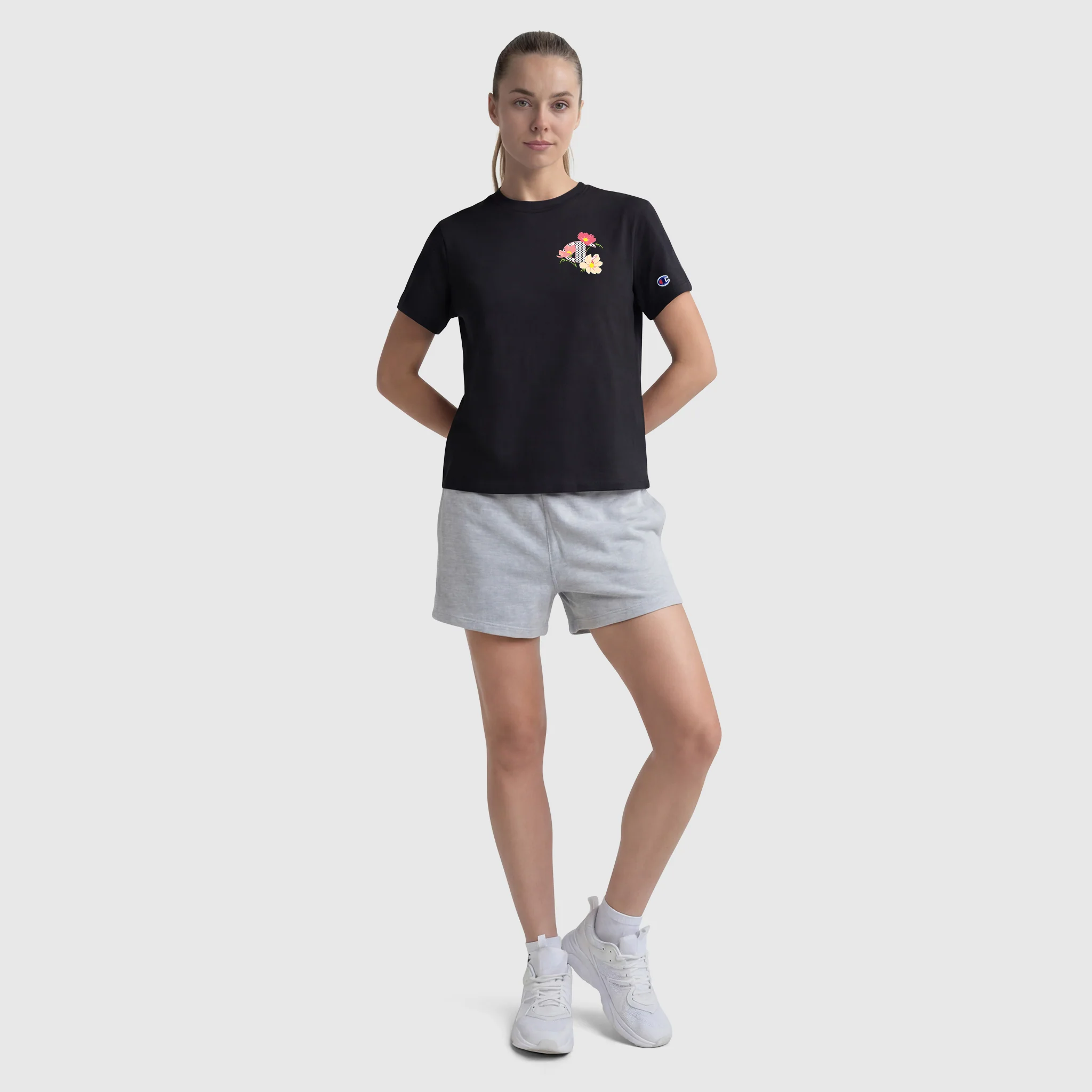 Floral Mesh "C" Graphic T-Shirt, C Logo - Image 5