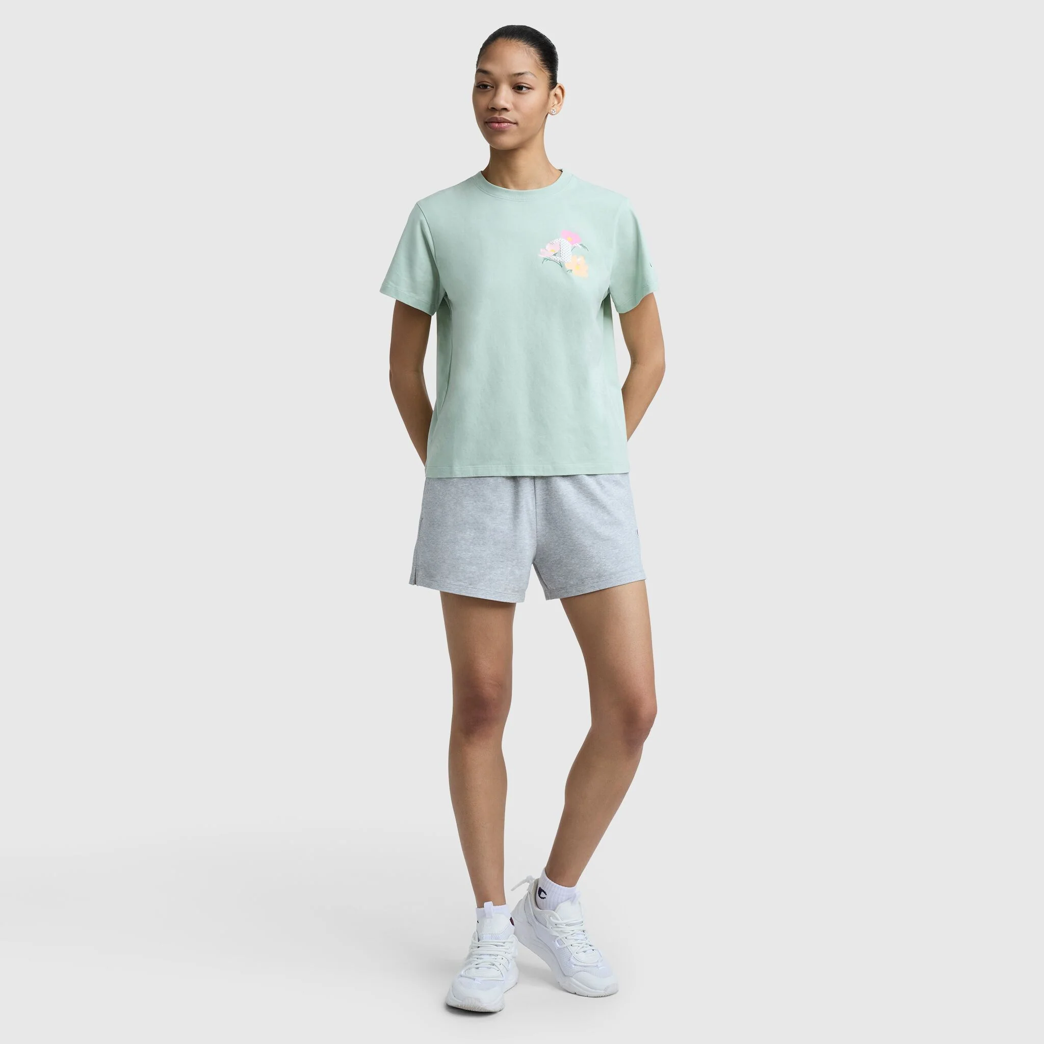 Floral Mesh "C" Graphic T-Shirt, C Logo - Image 5