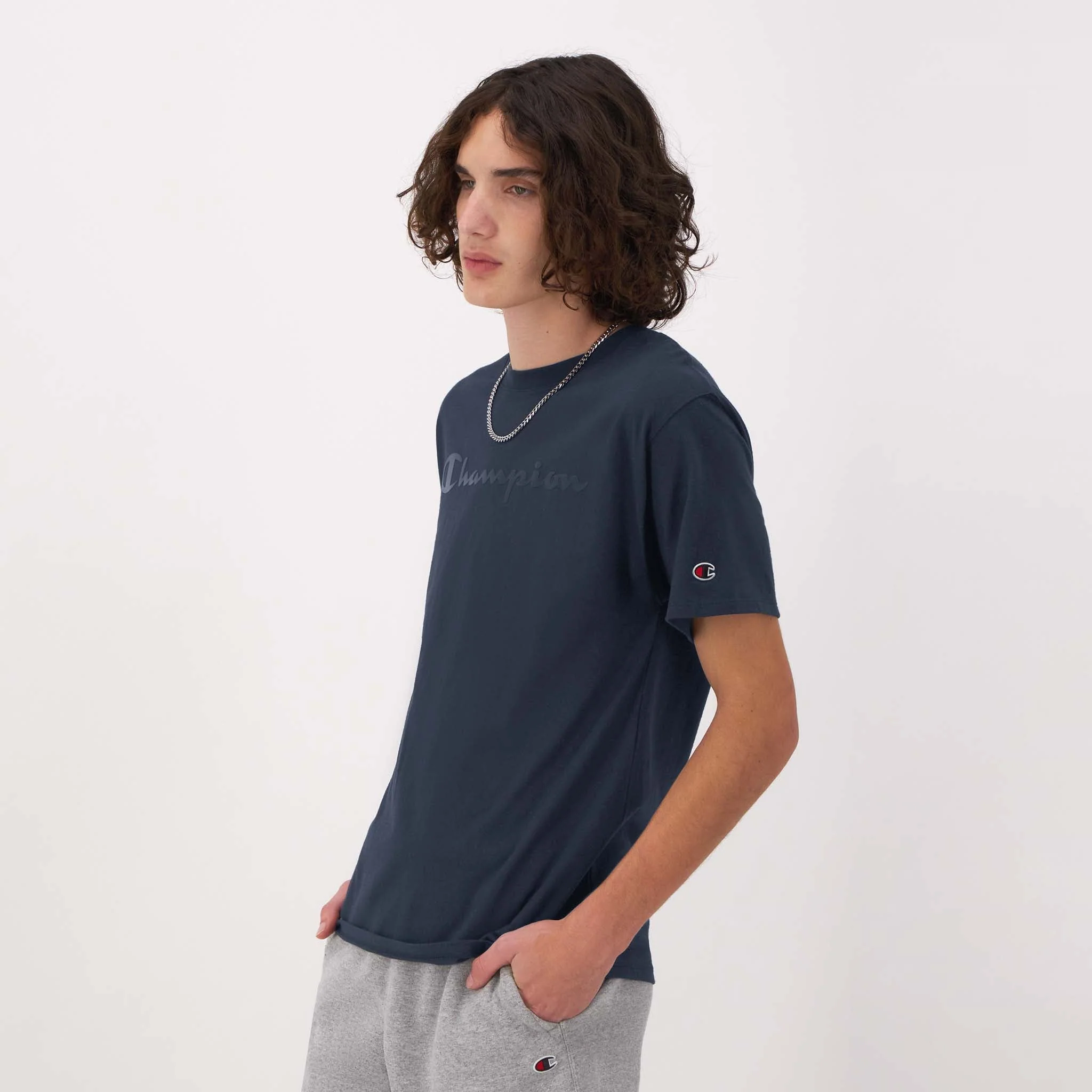 Classic Graphic T-Shirt, Tonal Script Logo - Image 2