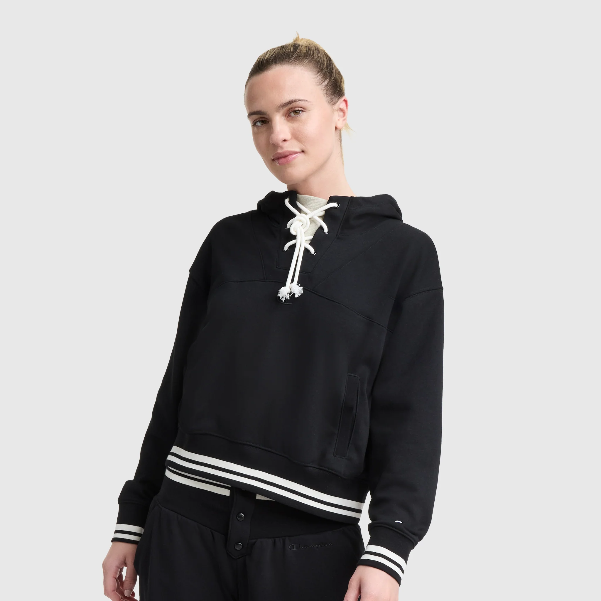 Tackle Lace Front Hoodie, Tonal Embroidered C Logo